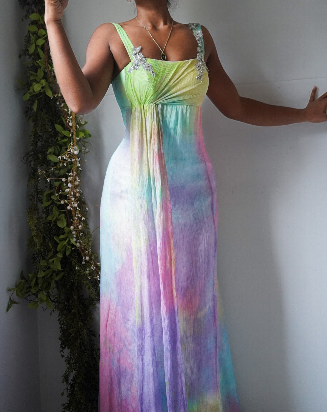 multicolored pastel dress Zuhair Murad rainbow pastel maxi dress 2017