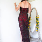 Handmade layered floral glitter gown