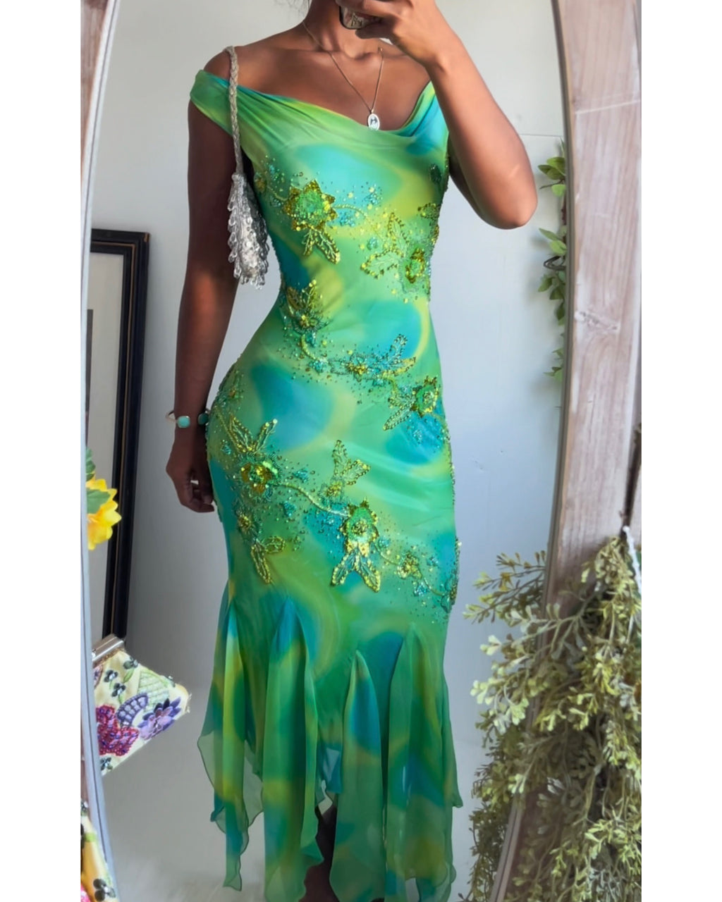 Vintage Psychedelic Silk Beaded Fairy Dress