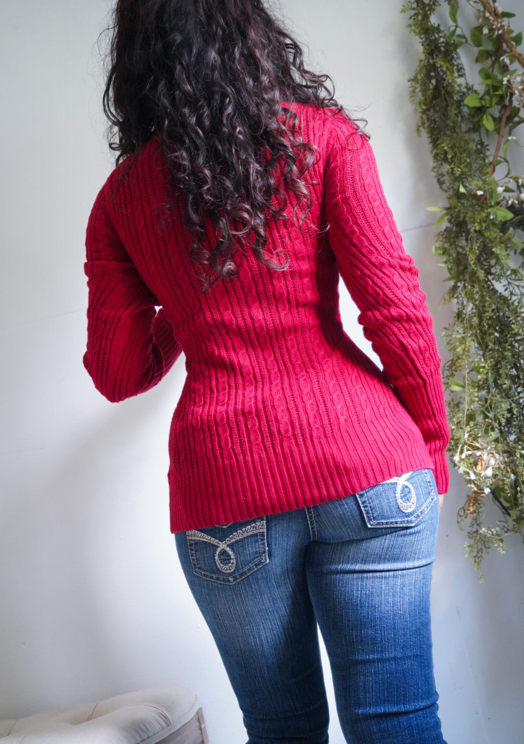Y2K Bright Red V Neck Sweater