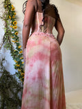 Vintage Y2K Corset Beaded Silk Gown (S)