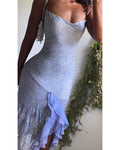 Reworked Handmade Periwinkle Silk Beaded Fairy Dress