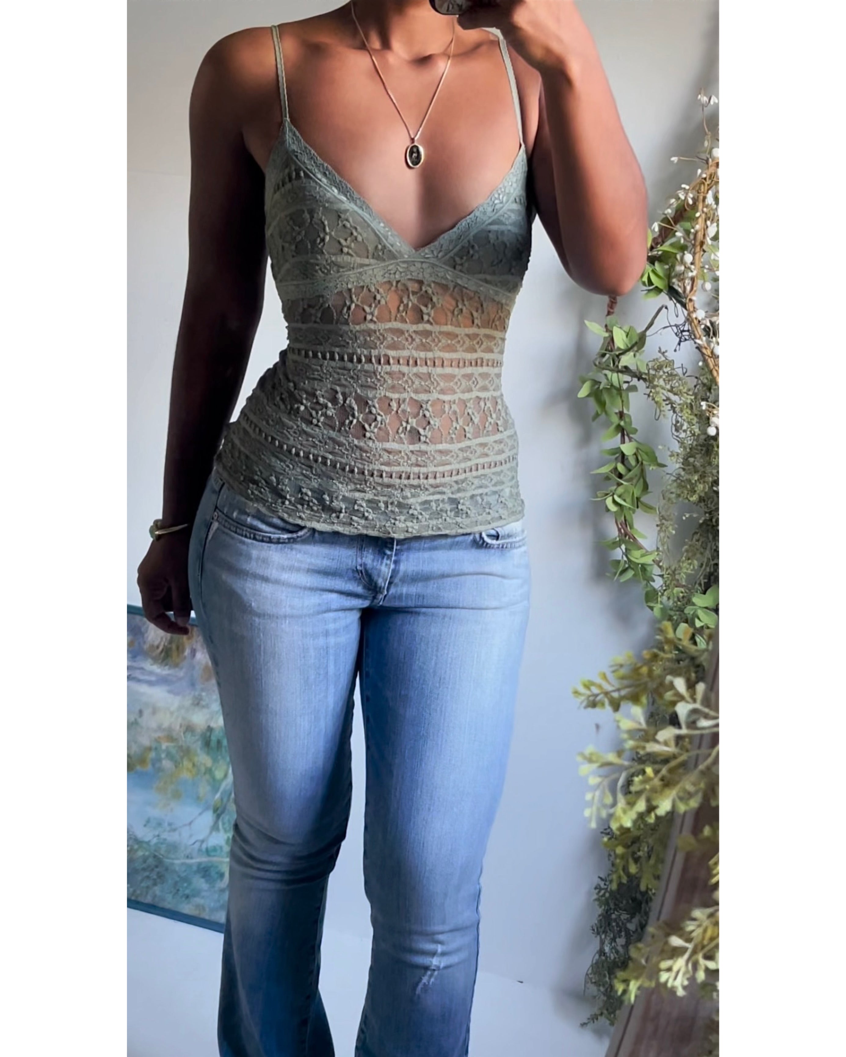 Vintage Sage Green Lace Cami