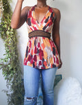 Y2K Boho Abstract Print Halter Top