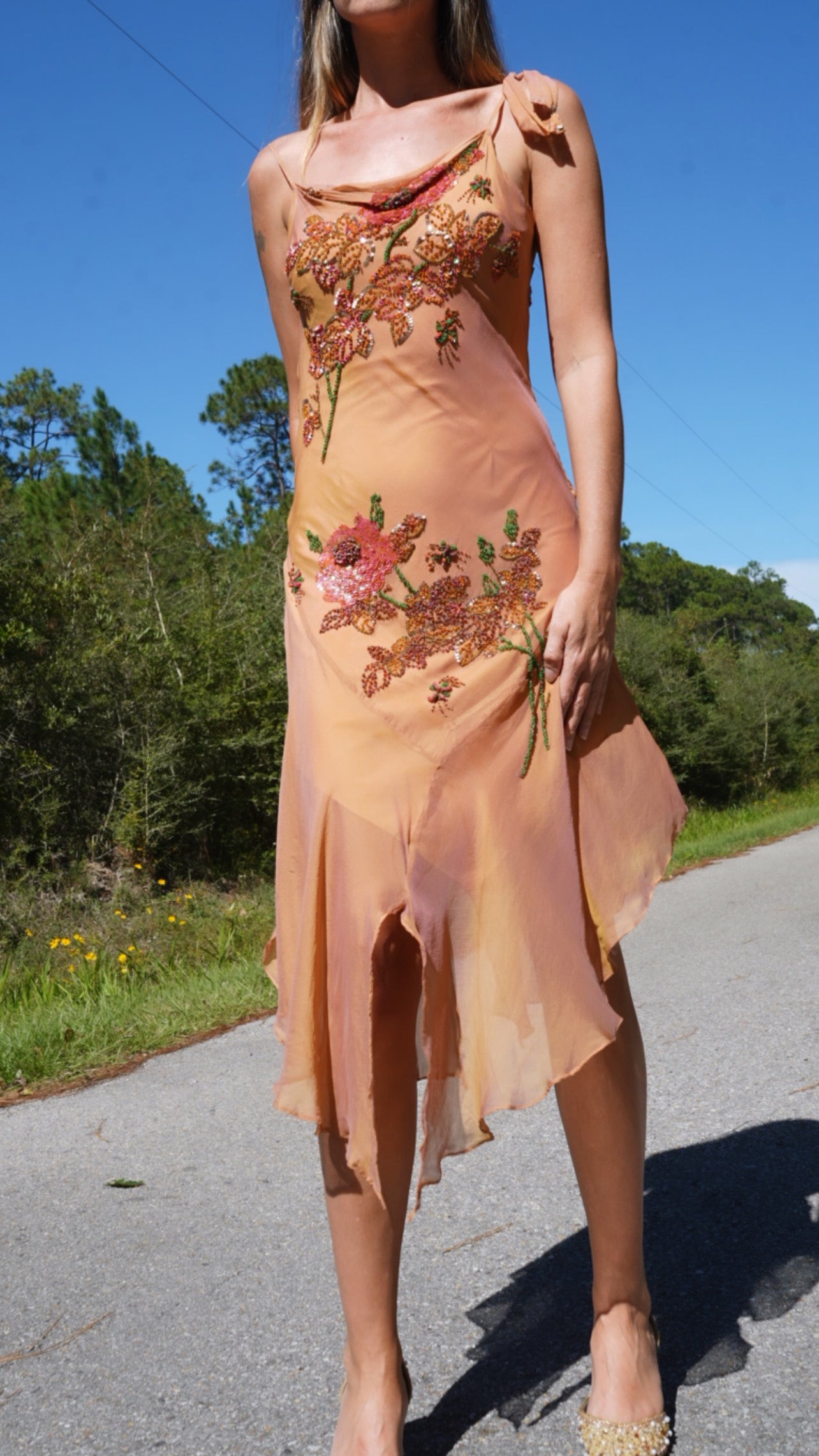 Iridescent Silk Beaded Fairy Dress