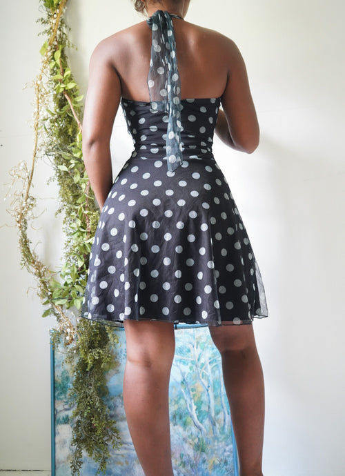 Y2K Halter Polka Dot Dress