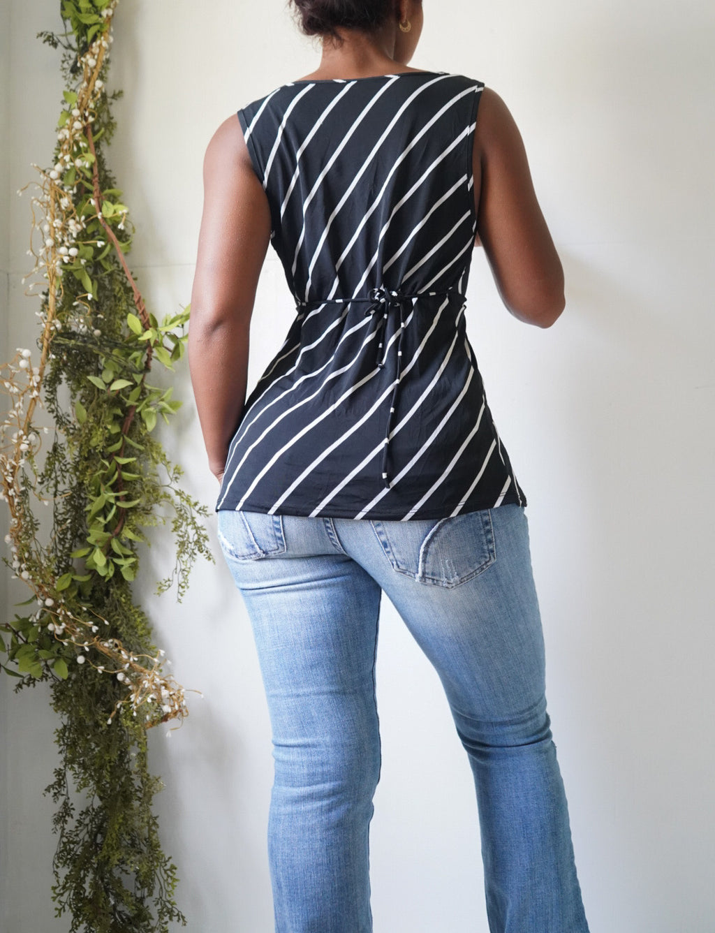 Vintage Y2K Striped Buckle Detail Tank