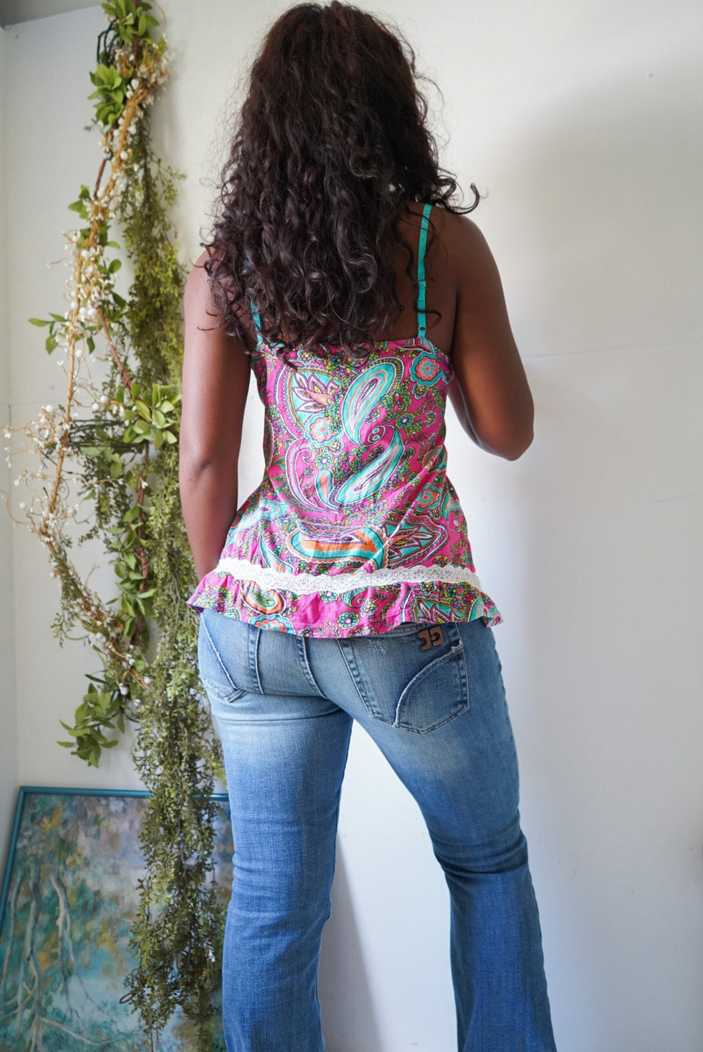 Y2K Polka Dot and Paisley Babydoll Cami