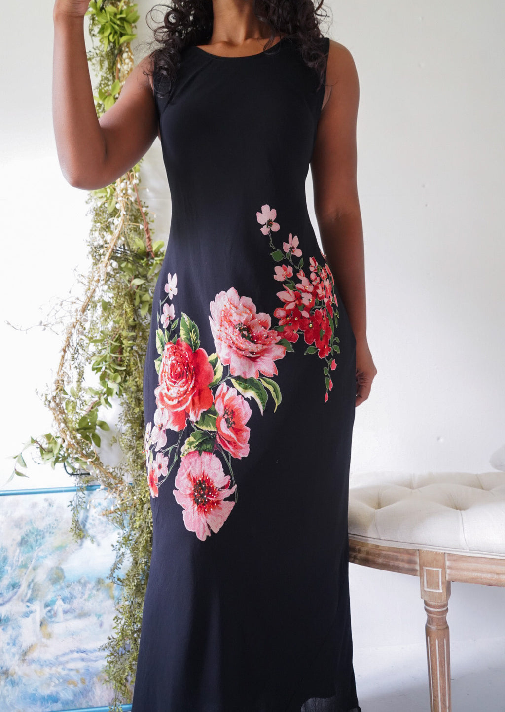 Vintage Y2K Rose Maxi Staple Dress