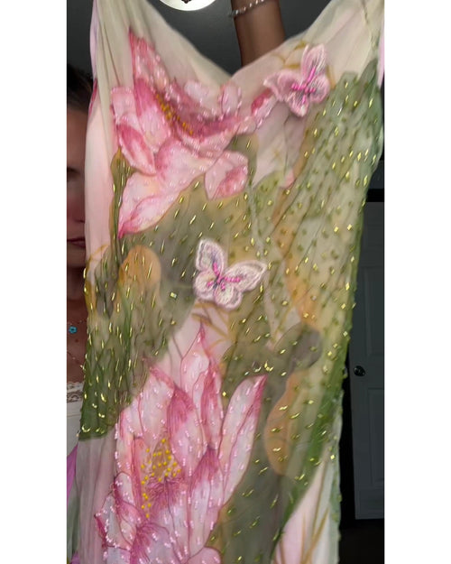 Handmade Silk Forest Fairy Beaded Mini Dress (Made to Order)
