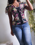 Y2K Tie Front Floral Overshirt