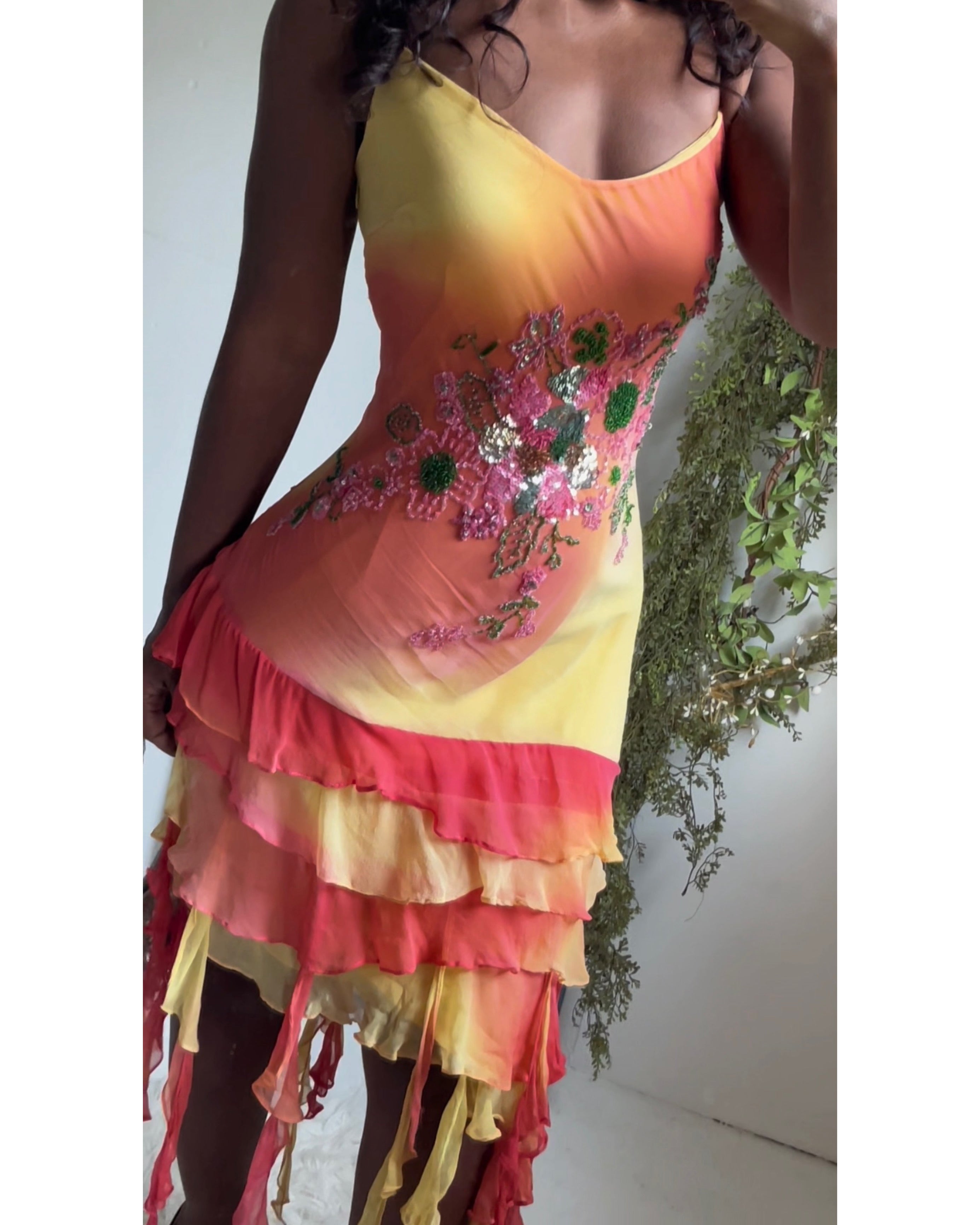 Rare Y2K Sunset Silk Fairy Dress