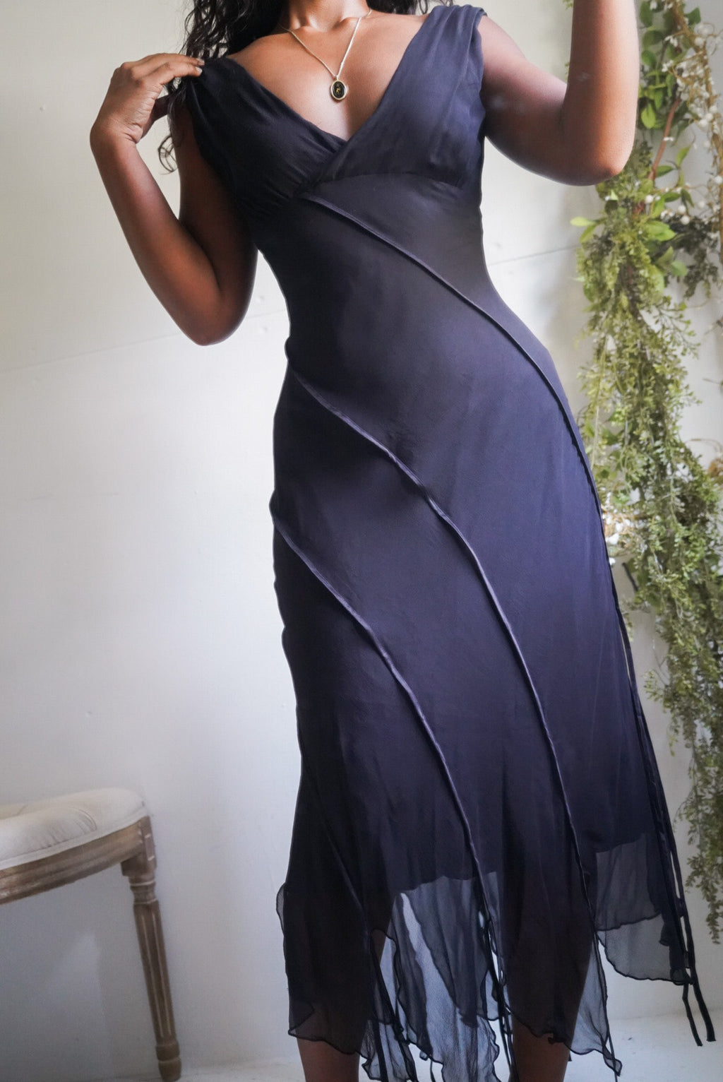 Y2K Fairy Hem Staple Silk Black Dress