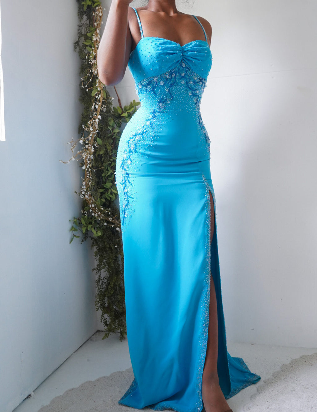 Y2K Turquoise Beaded Jasmine Gown