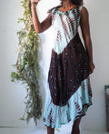 Vintage Turquoise and Brown Boho Summer Dress