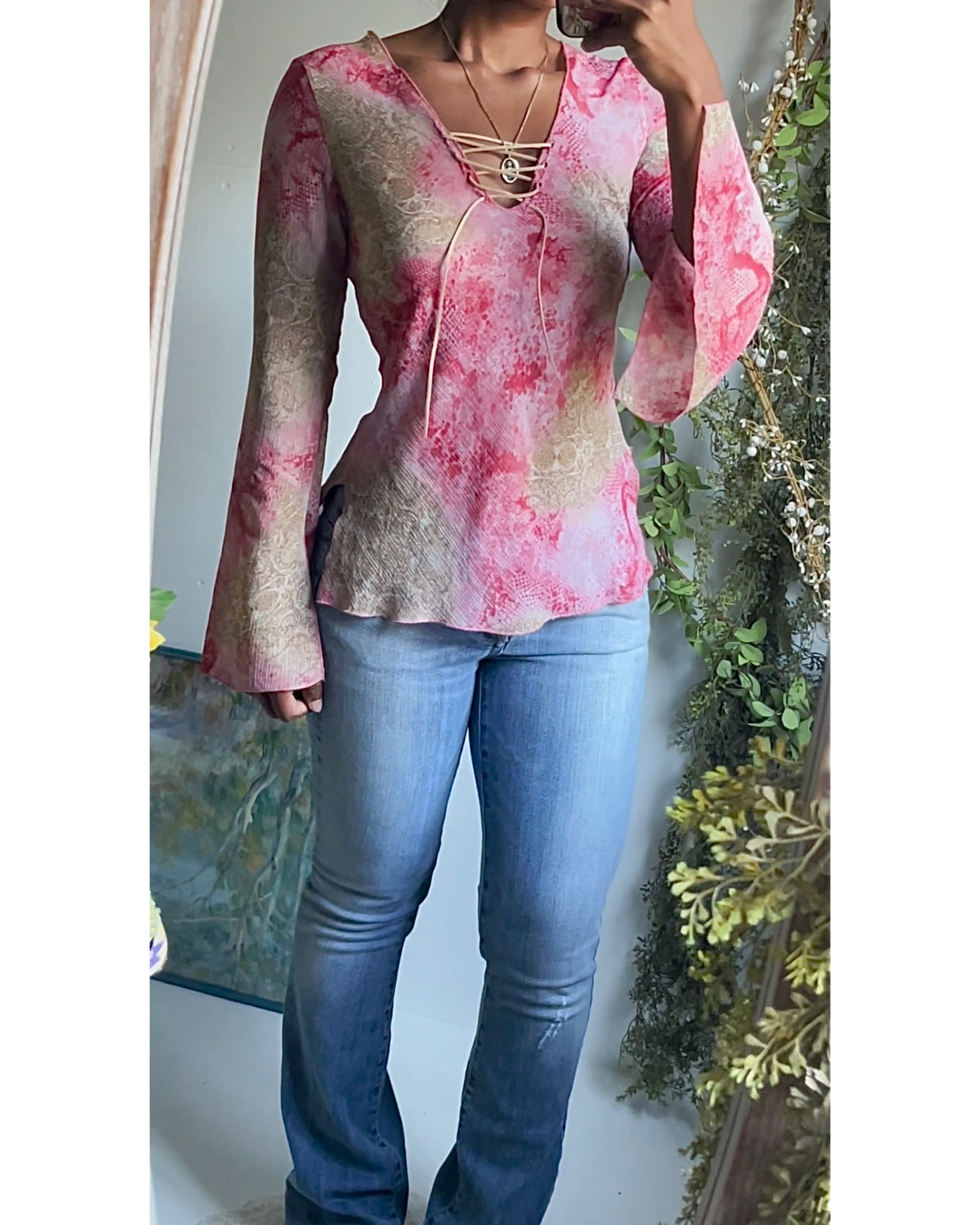 Flare Sleeve Paisley Boho Top