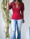 Y2K Cherry Red Corset Style Top