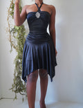 Y2K Black Sparkle Stretch Halter Mini Dress