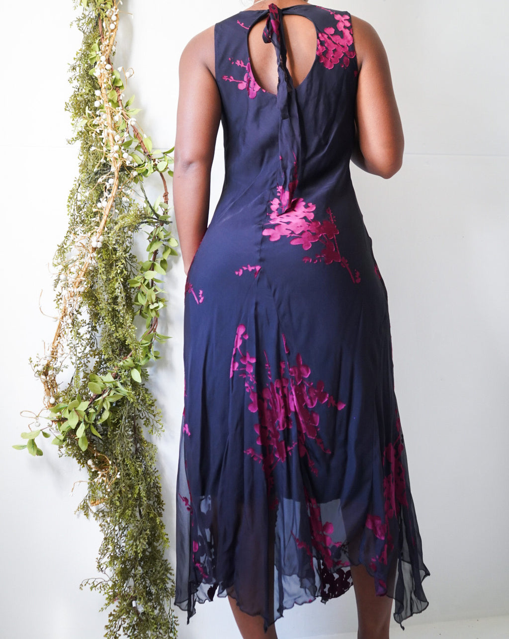 Burnout Silk Blend Midi Dress