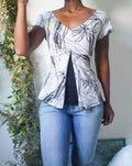 Y2K Monochrome Abstract Split Front Top