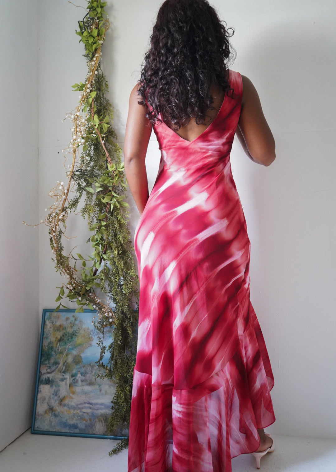 Y2K Tie Dye Glitter Detail Ruffle Hem Dress