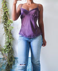 Y2K Purple Silk Lace Trimmed Cami