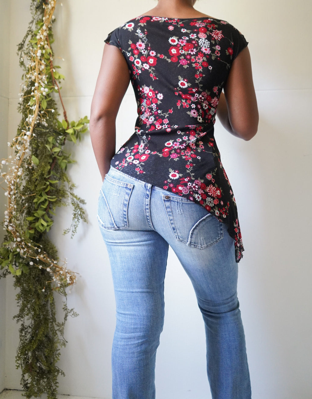 Y2K Mesh Boatneck Asymmetric Top