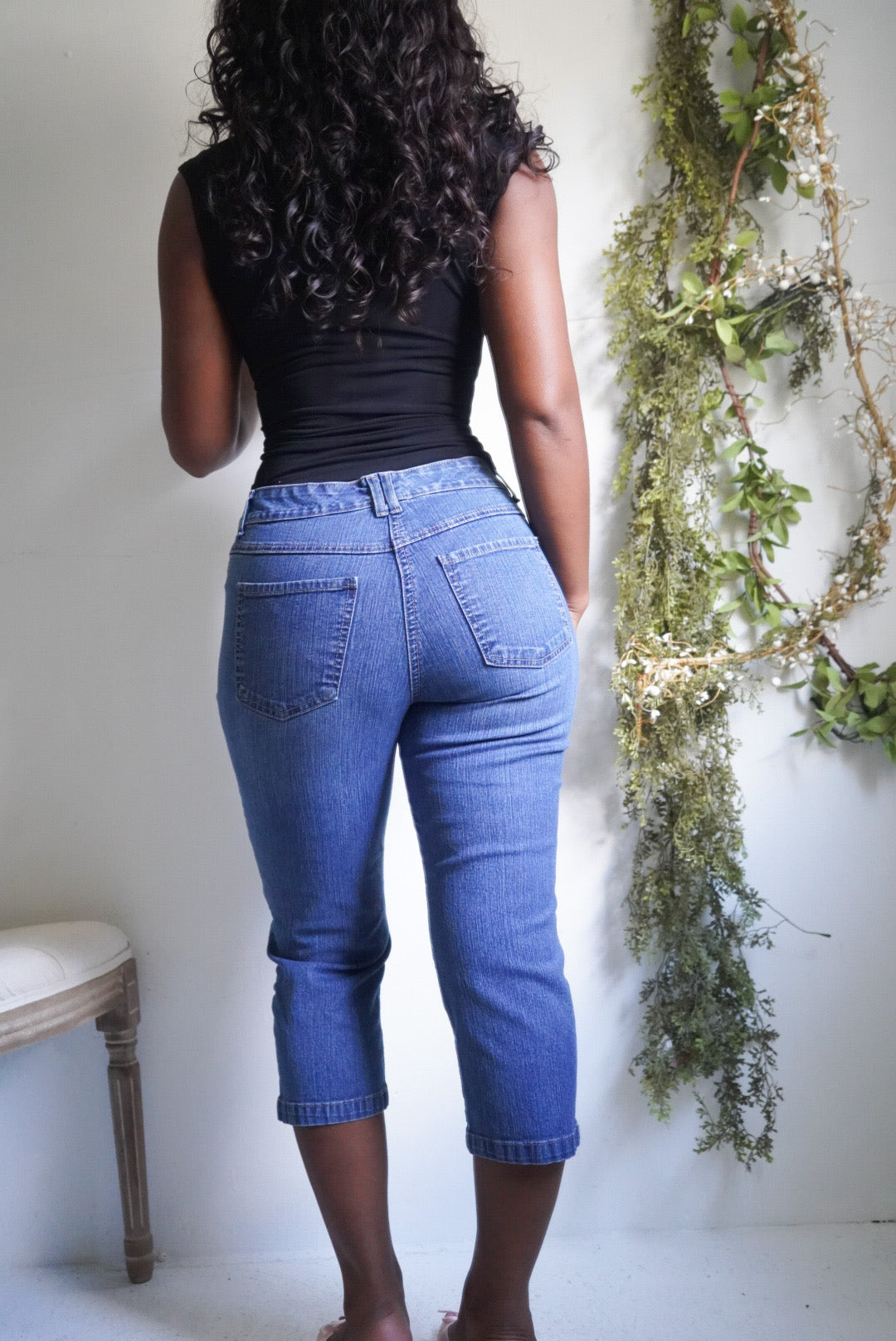 Y2K Mid Rise Stretch Capri Pants