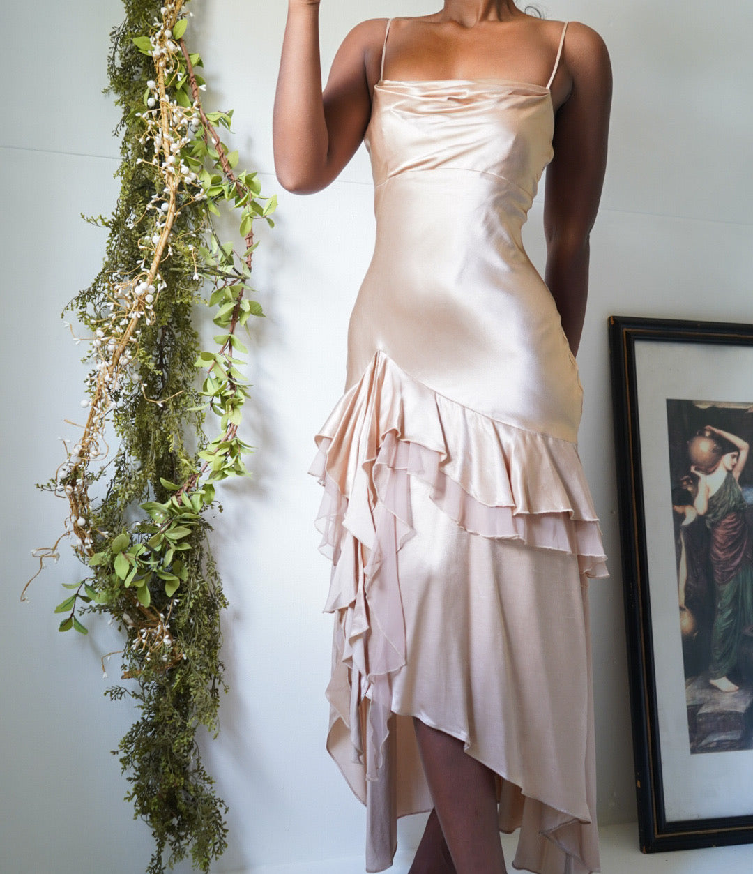 Vintage Champagne Satin Fairy Dress