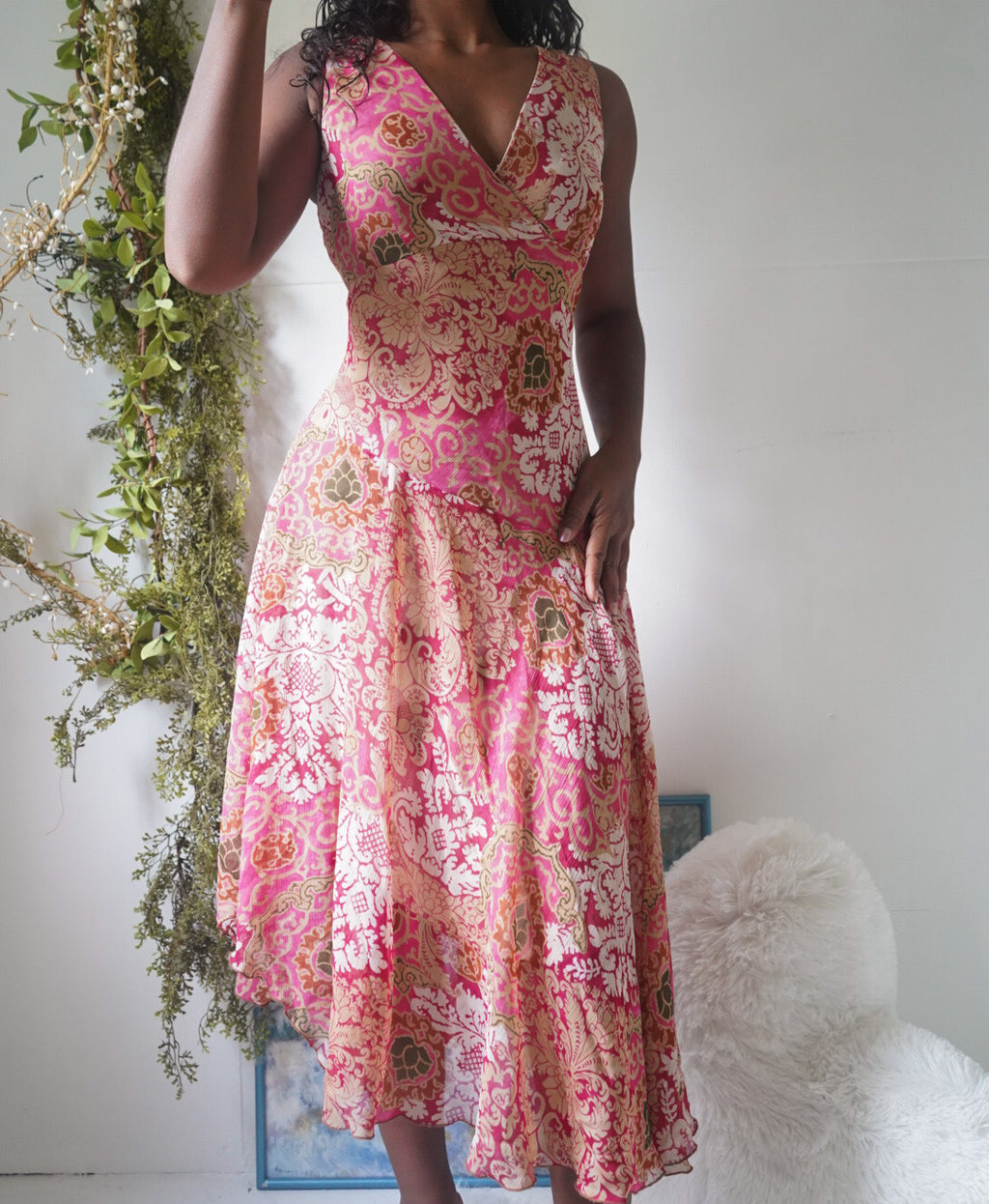 Y2K Paisley Boho Midi Dress