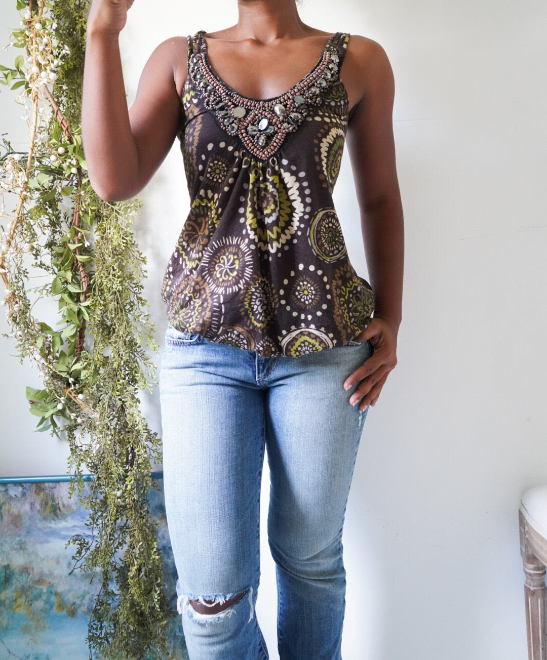 Y2K Elastic Hem Boho Top