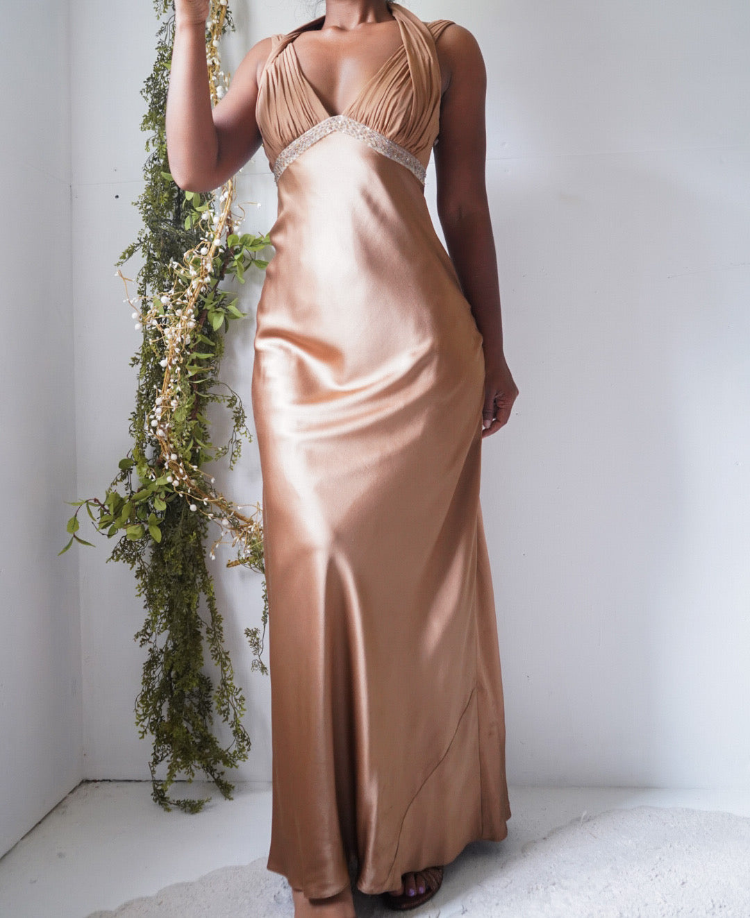 Vintage Y2K Silk Charmeuse Low Back Gown