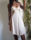 Y2K Cream and Beige Pleat Skirt Mini Dress