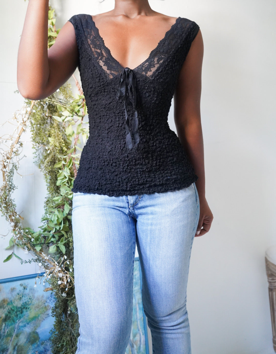 Y2K Black Lace Ann Ferriday Top