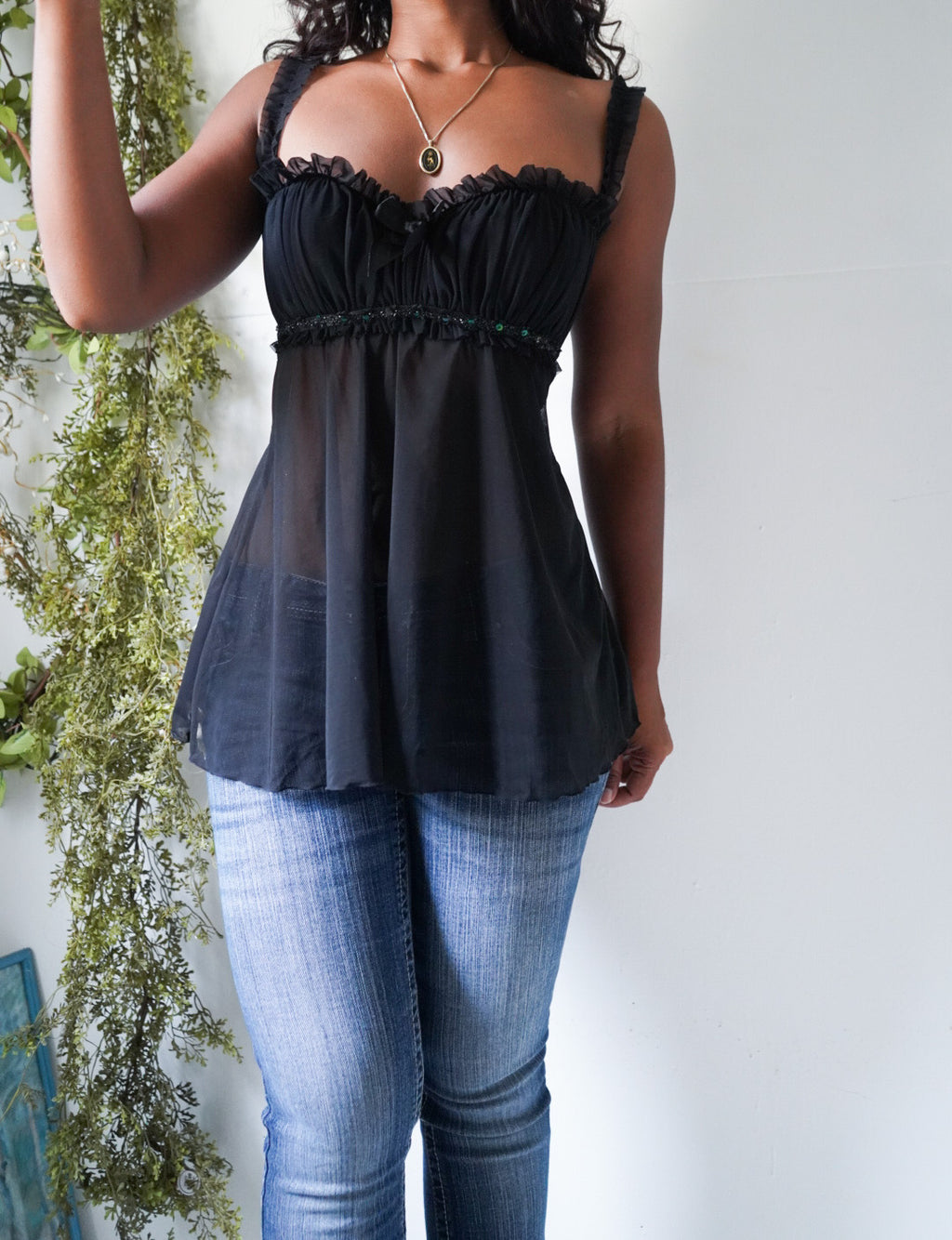 Y2K Black Coquette Babydoll Slip