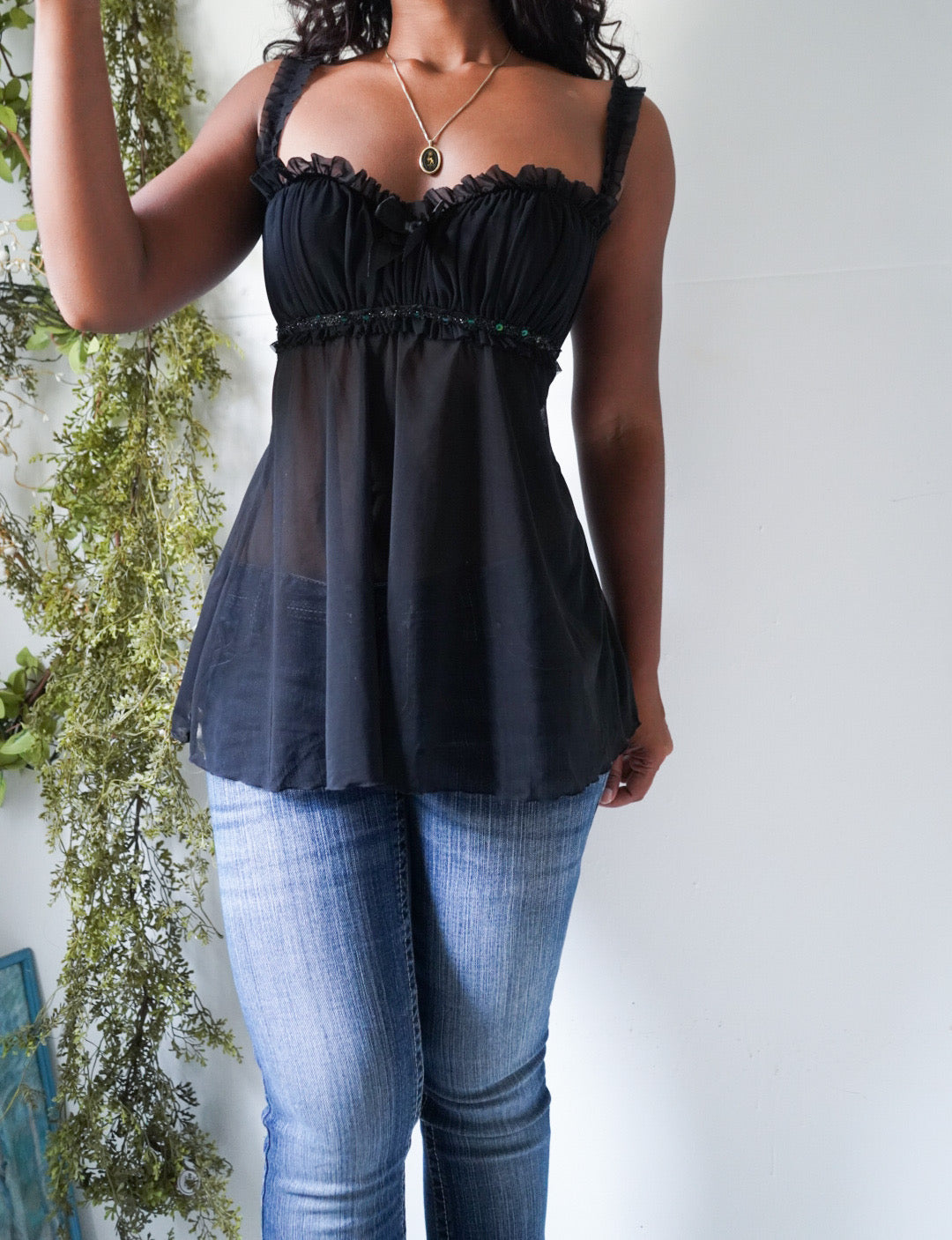 Y2K Black Coquette Babydoll Slip