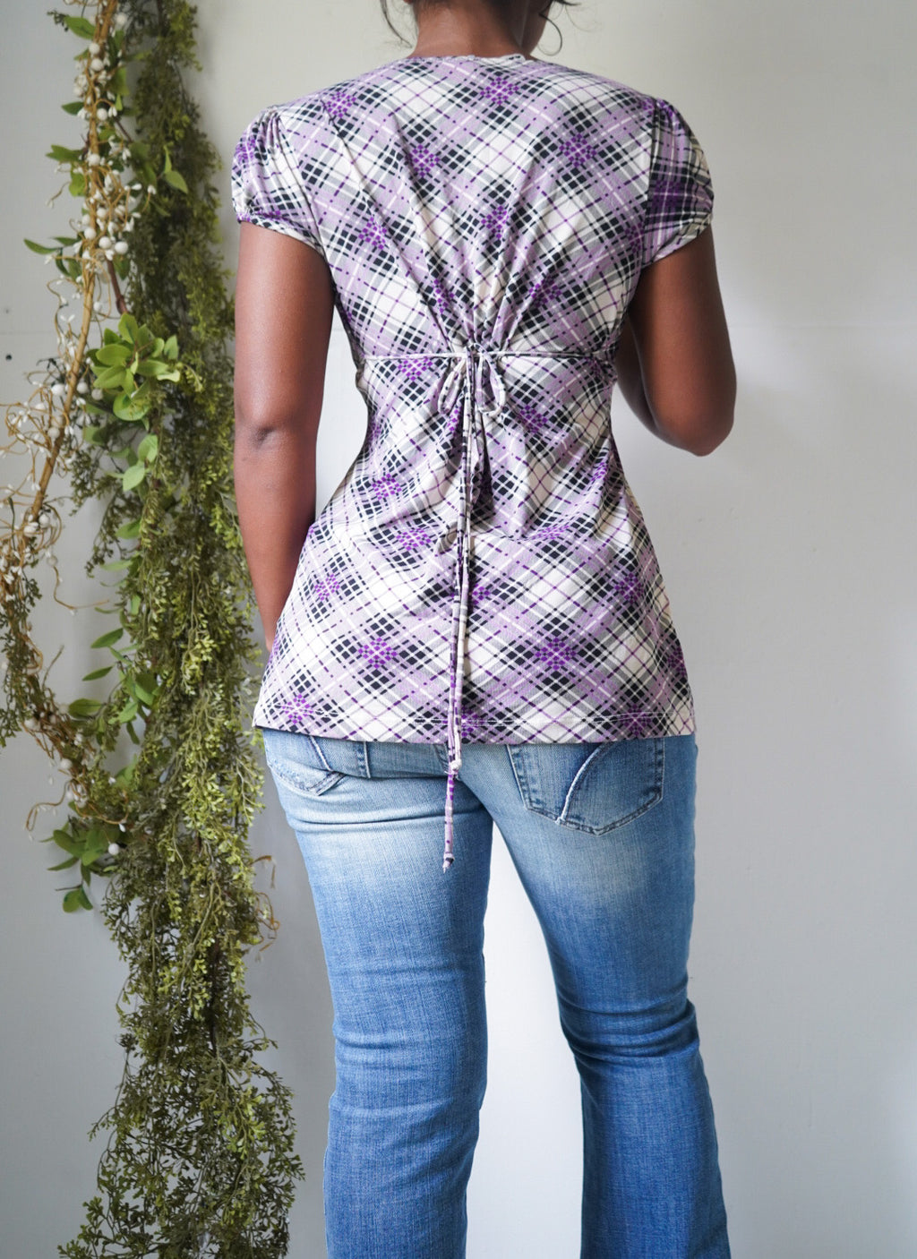 Y2K Plaid Twee Babydoll Top