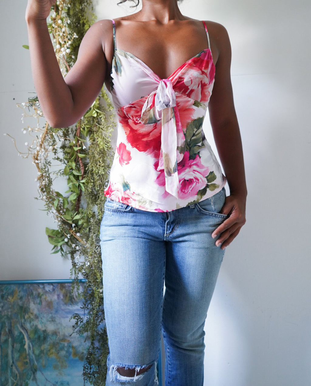 Y2K Romantic Rose Satin Cami