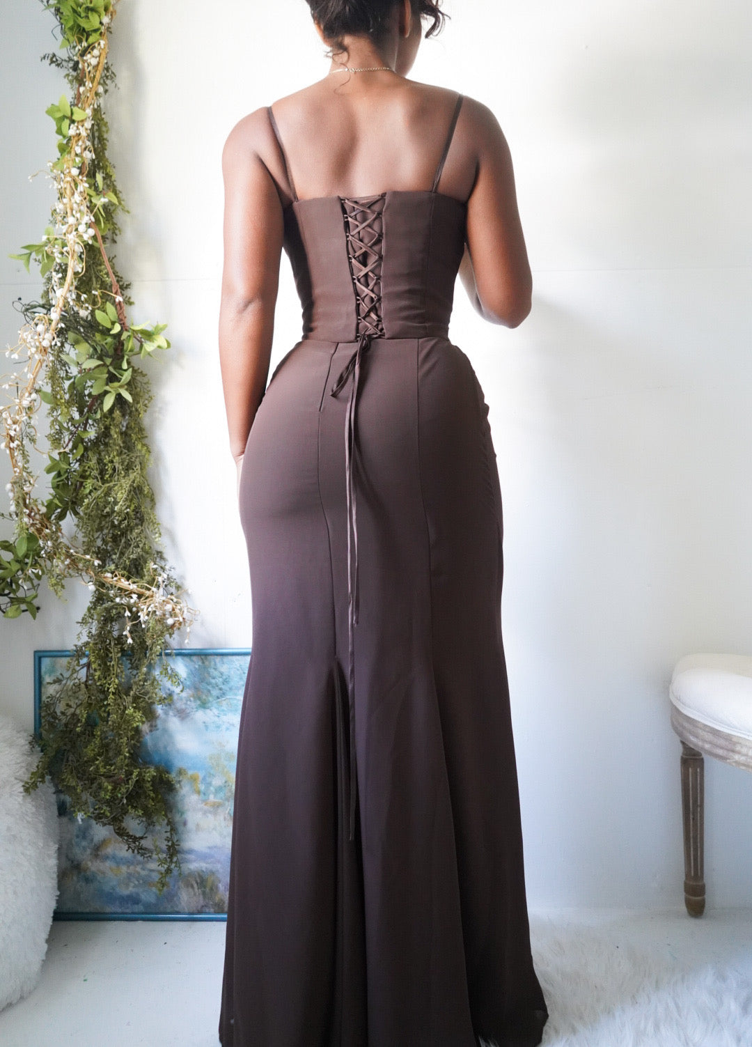 Vintage Y2K Chocolate Corset 2 Piece Set