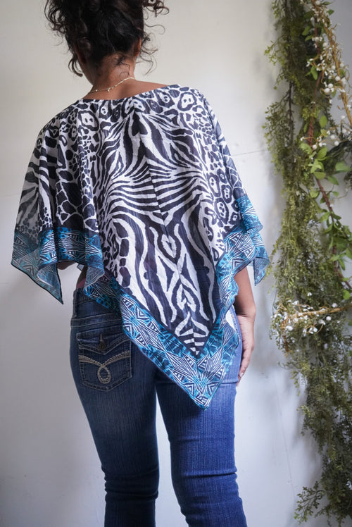 Y2K Animal Print Embellishment Detail Poncho