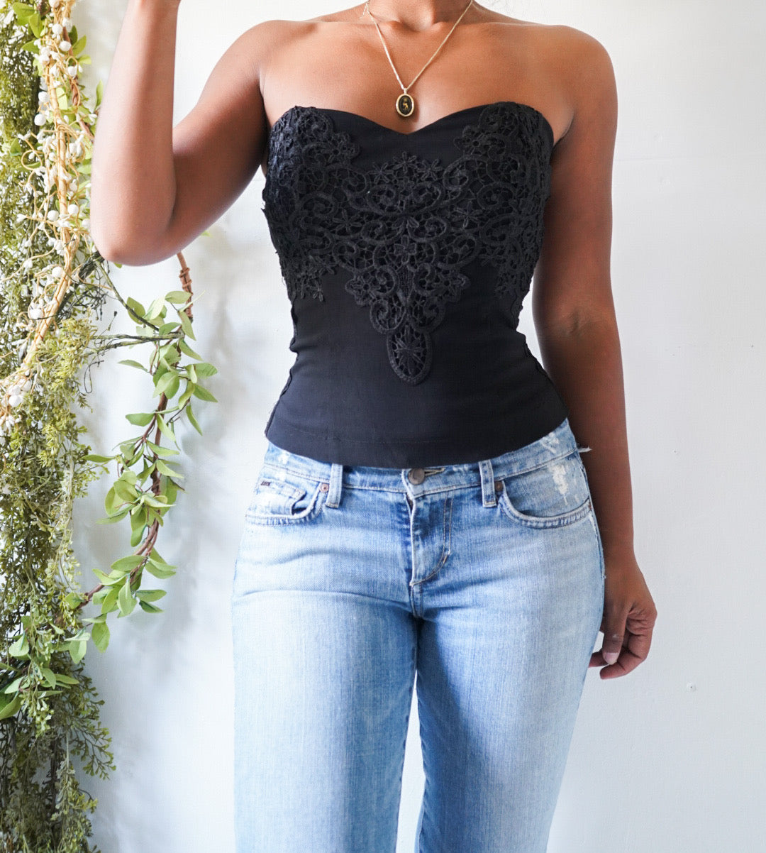 Cotton Blend Strapless Bustier