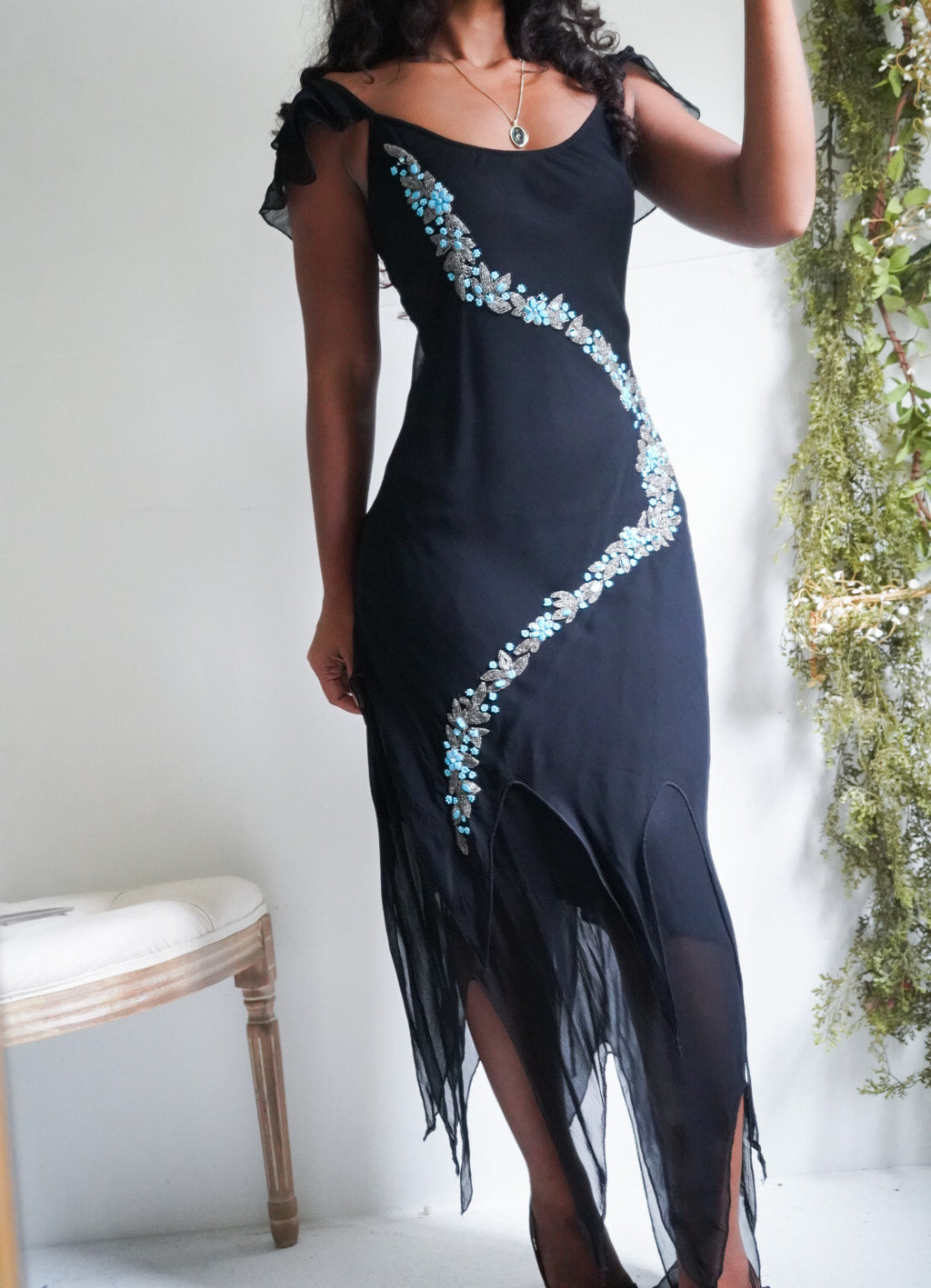 Rare Y2K Black Beaded Fairy Dress