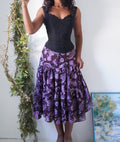 Y2K Tiered Purple Paisley Skirt