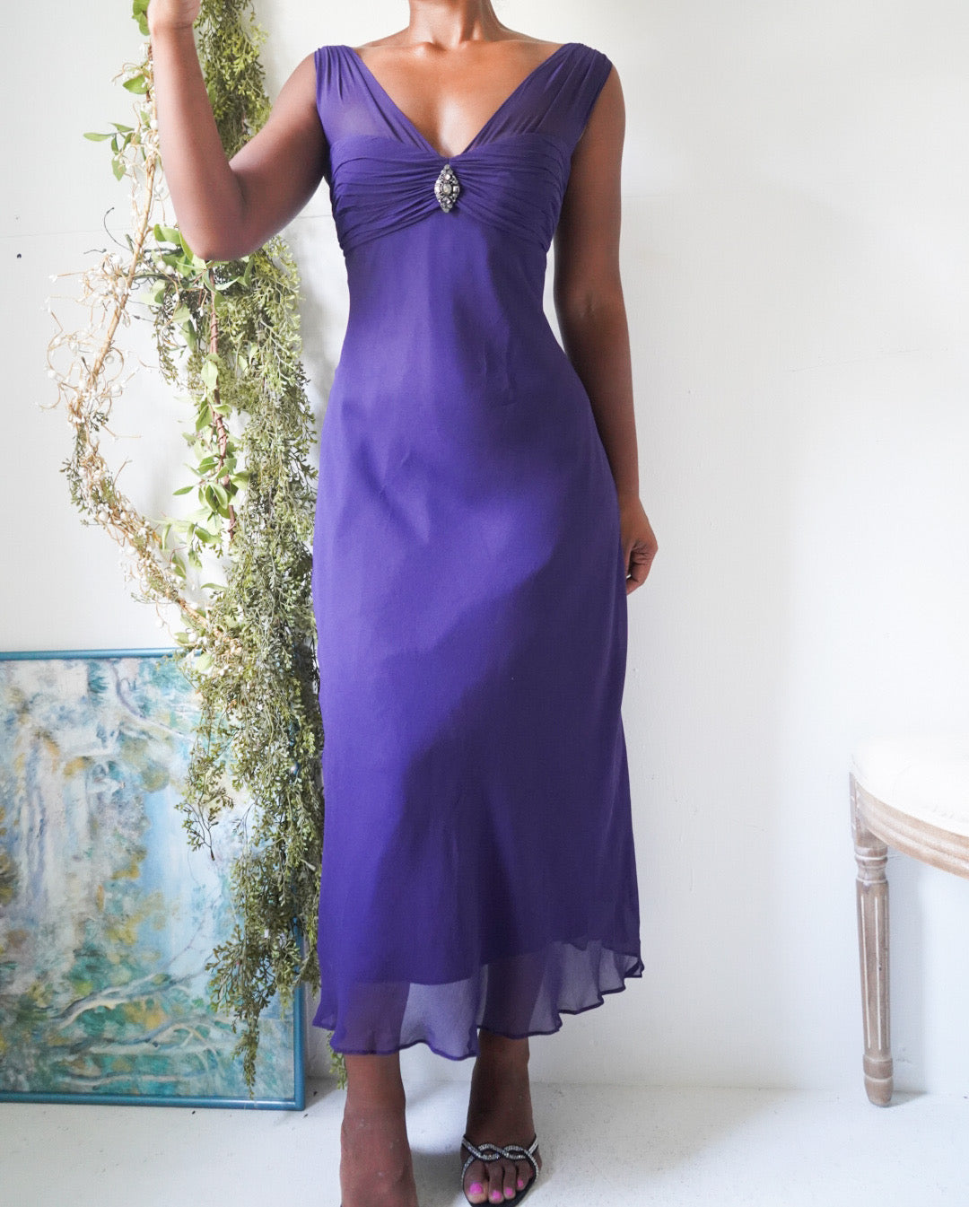 Y2K Silk Purple Evening Dress