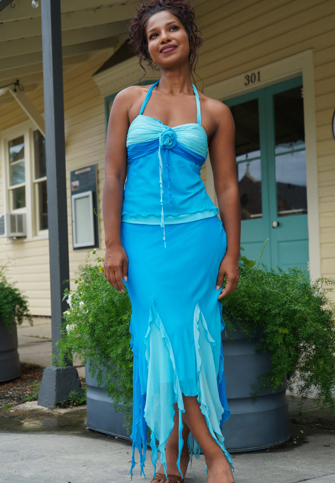 Rare Y2K Ombre Mermaid Silk 2 Piece Set