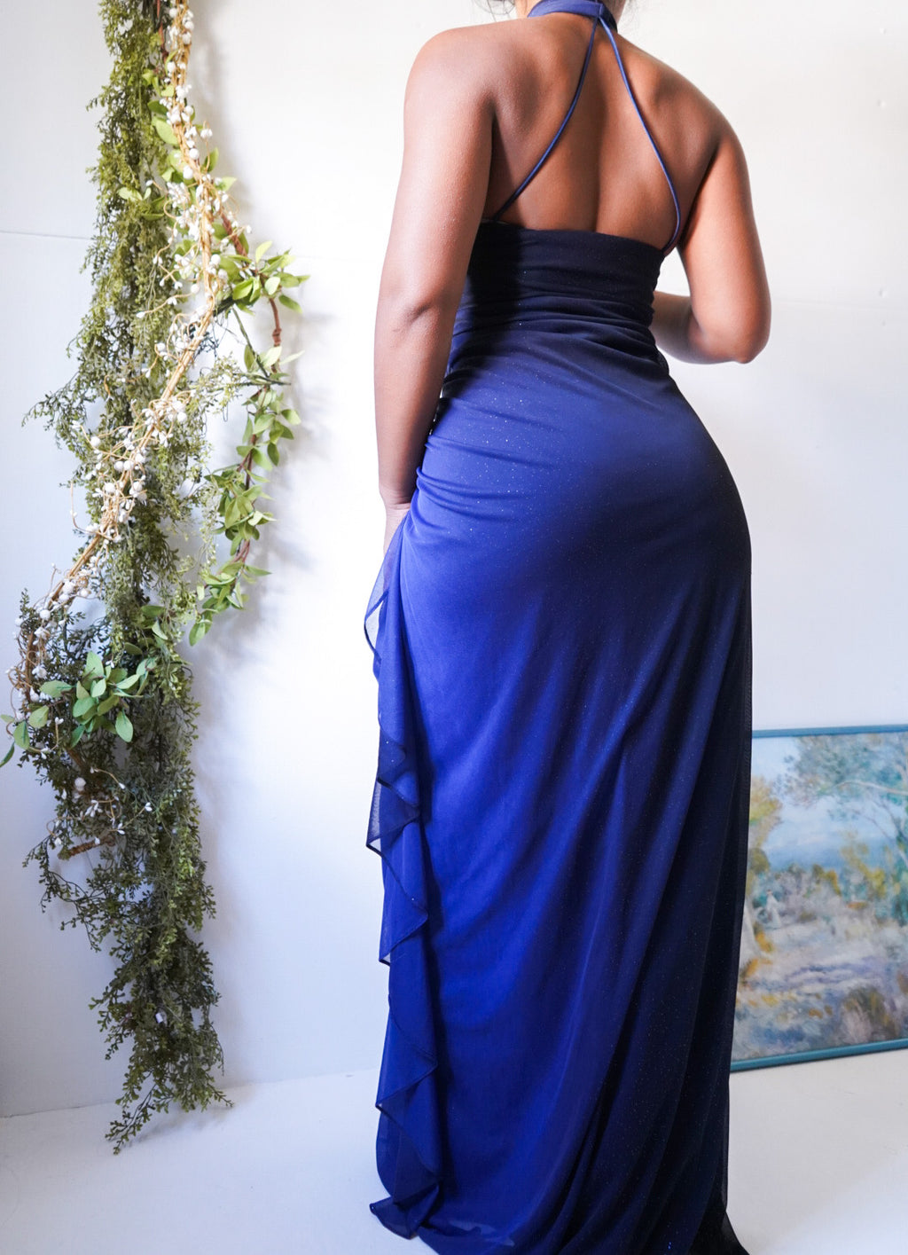 Ombre Navy Blue Sparkle Gown