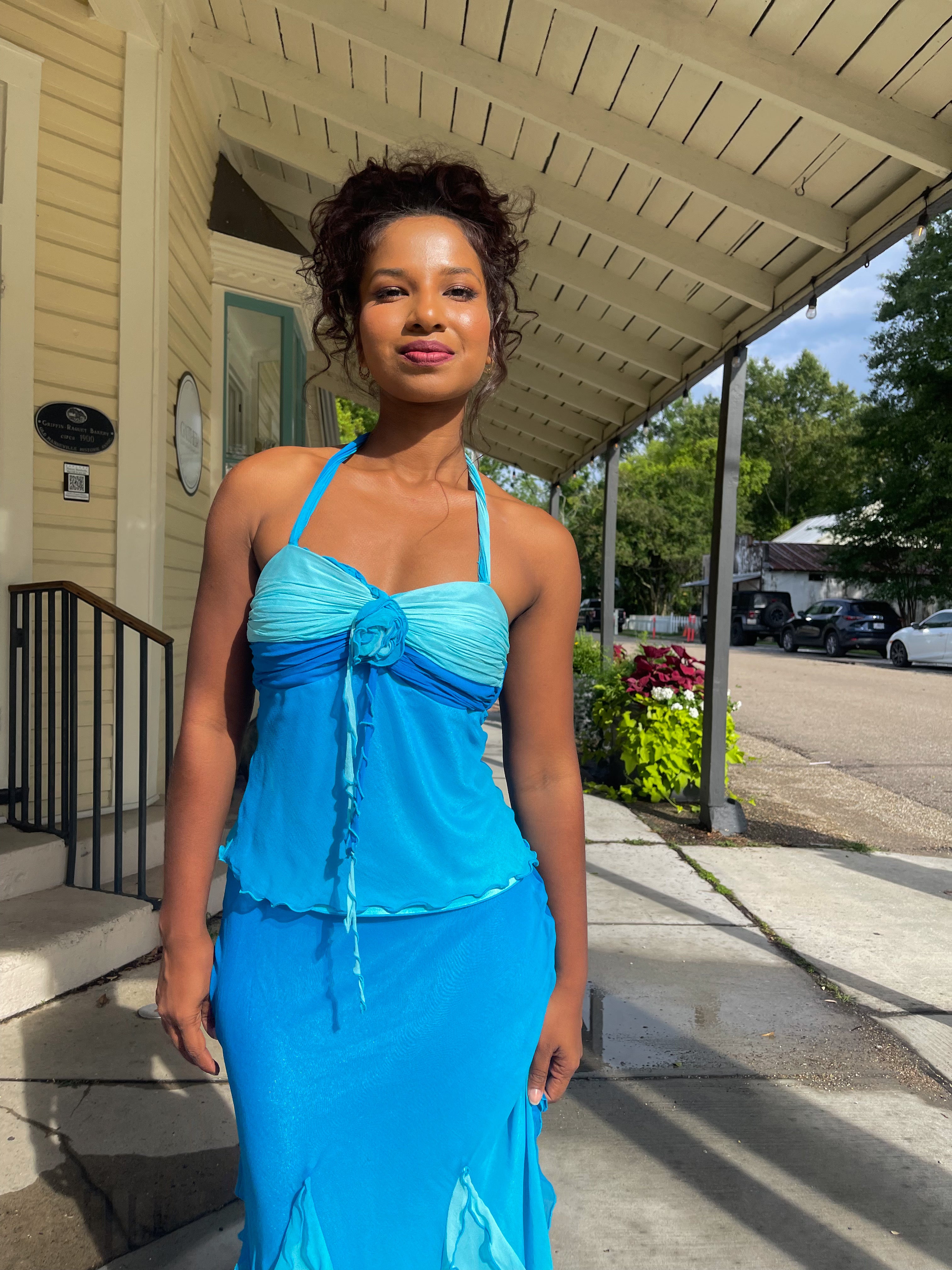 Rare Y2K Ombre Mermaid Silk 2 Piece Set