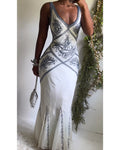 Rare Y2K Ivory Paisley Beaded Gown