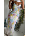 Rare Vintage Y2K Pastel Mermaid Silk Beaded Gown