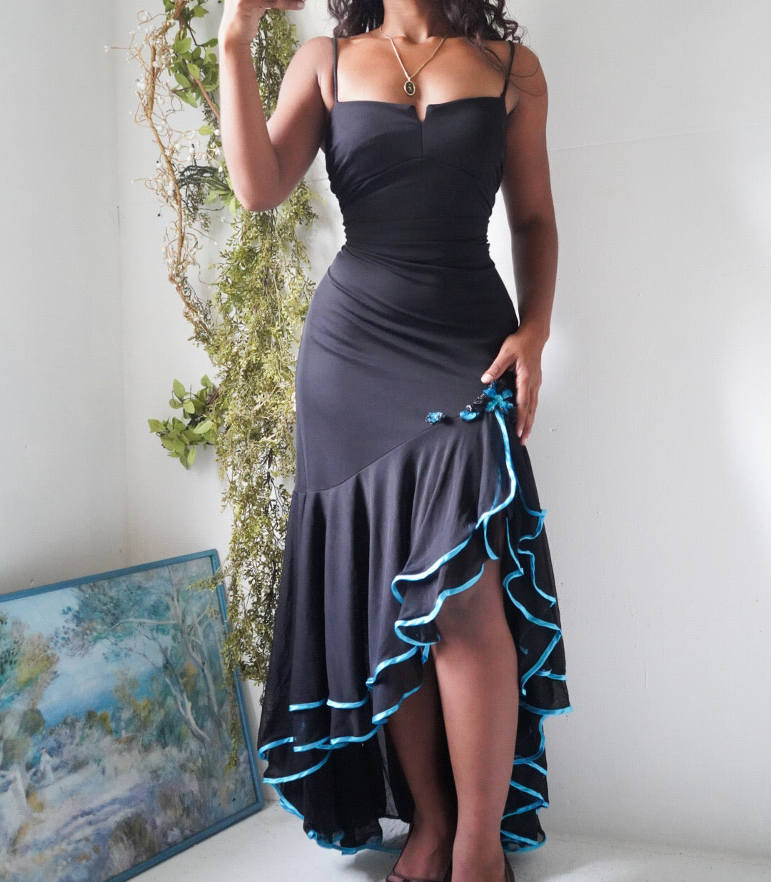Y2K Black High Low Hem Dress